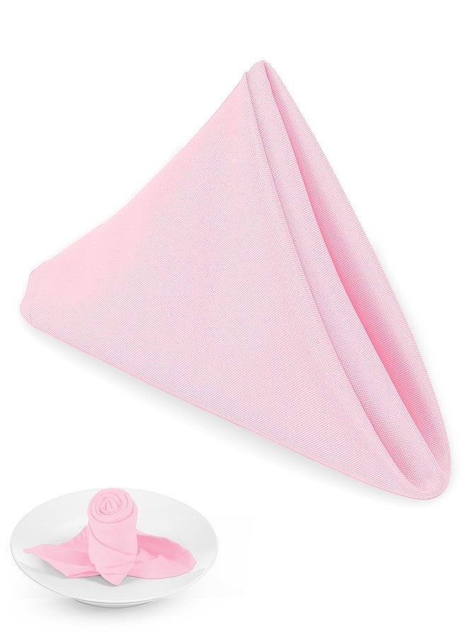 PLOYMONO Pink Heavy Duty Cloth Napkins - 17 x 17 Inch Solid Washable Polyester Dinner Napkins - Set of 8 Napkins with Hemmed Edges - Great for Weddings, Parties, Spring, Mother's Day - Image 1